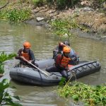 Kerja Bareng Pemda Surabaya – Sidoarjo Bersihkan Enceng Gondok di Sungai Gunung Anyar
