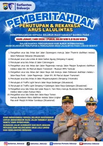 Cek Rute Bepergian, Rekayasa Lalu Lintas Sidoarjo Saat May Day